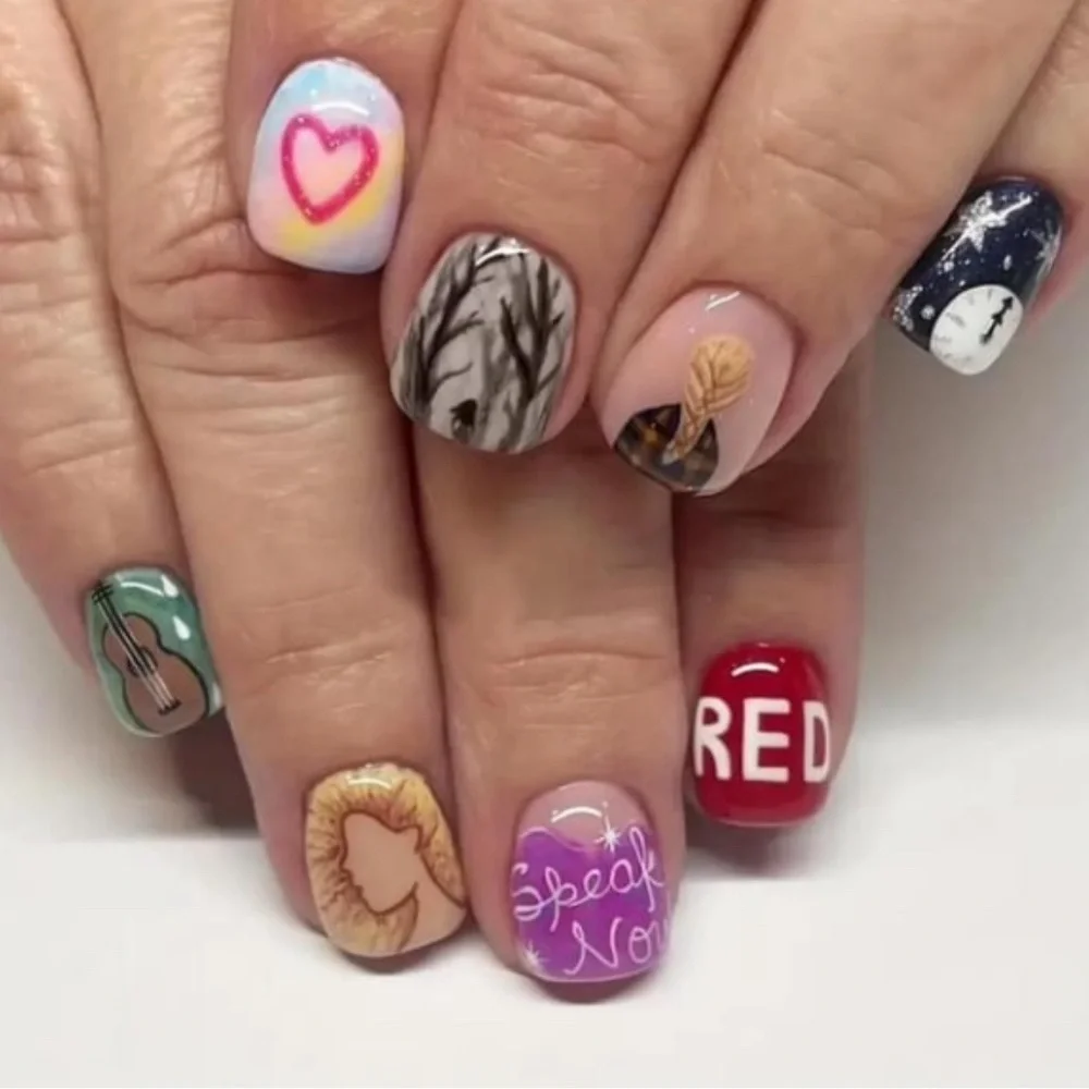 New! Taylor Swift Swiftie Press On Fake Nail Set Glue On Acrylic Eras To…